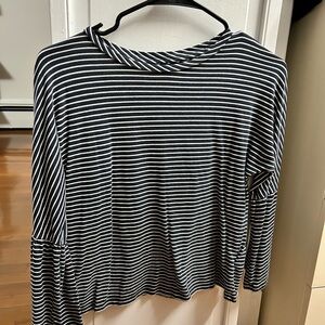 Topshop Striped Navy and White Top